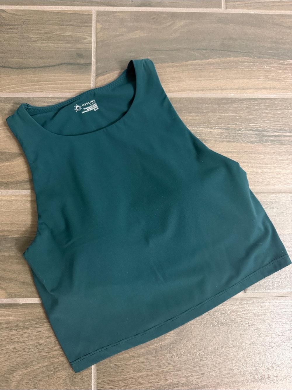 aerie High Neck Crop Tank - Teal Green